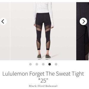 LULULEMON Forget The Sweat Tight 26" High Rise 7/8 Leggings Black Size 4 Mesh
